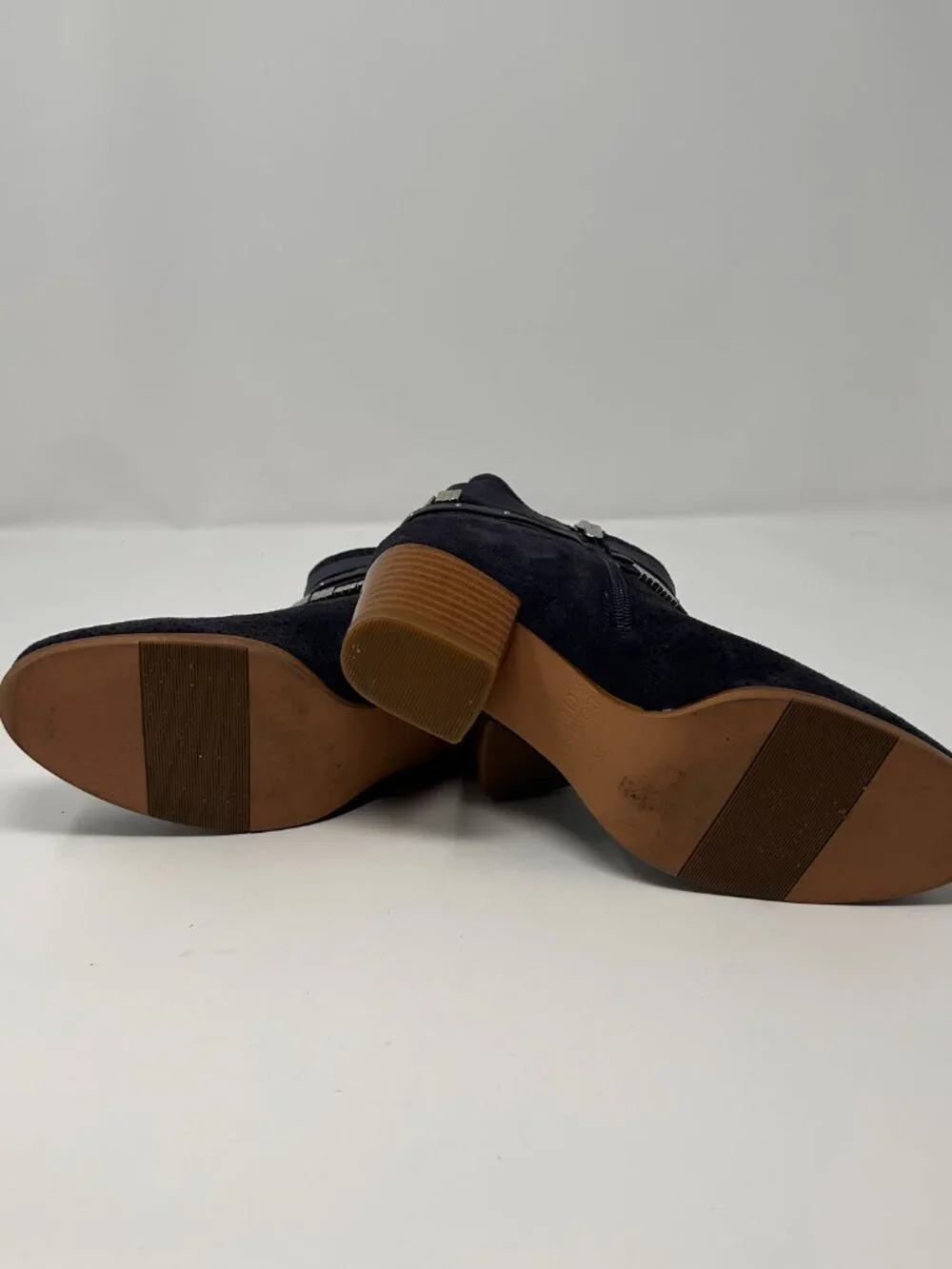 Regarde Le Ciel Navy Perforated Suede Ankle Boots EU 36 US 5.5 Block Heel